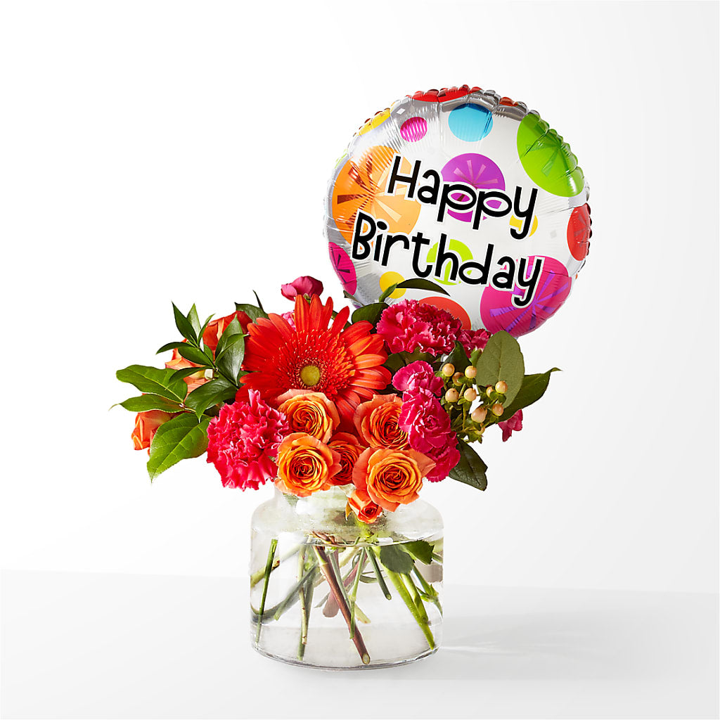 Fiesta Bouquet with Birthday Balloon – The Blessed Florist, Brandon FL
