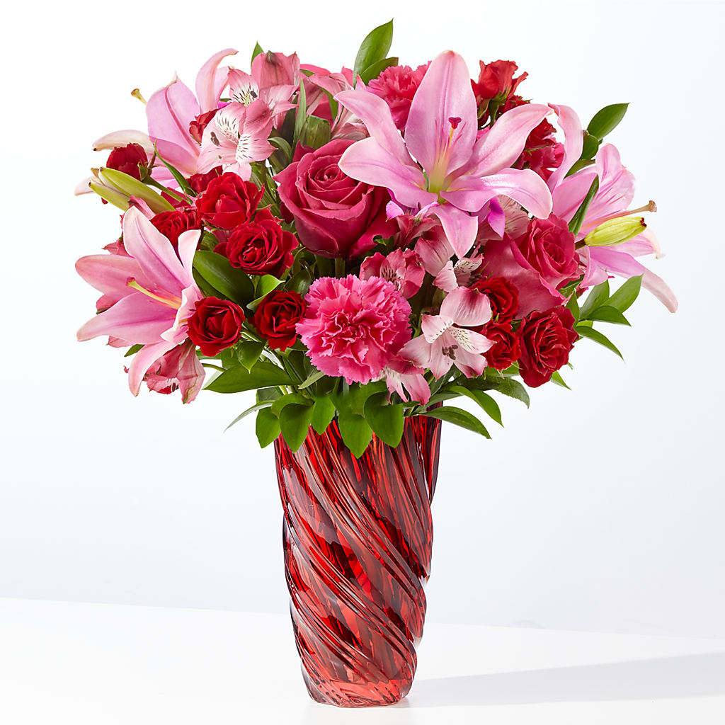 In Love Bouquet with Luxe Swirl Vase – The Blessed Florist, Brandon FL