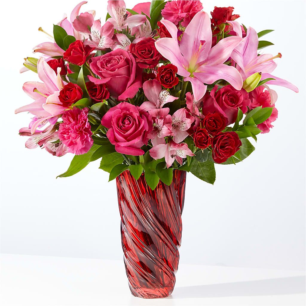 In Love Bouquet with Luxe Swirl Vase – The Blessed Florist, Brandon FL