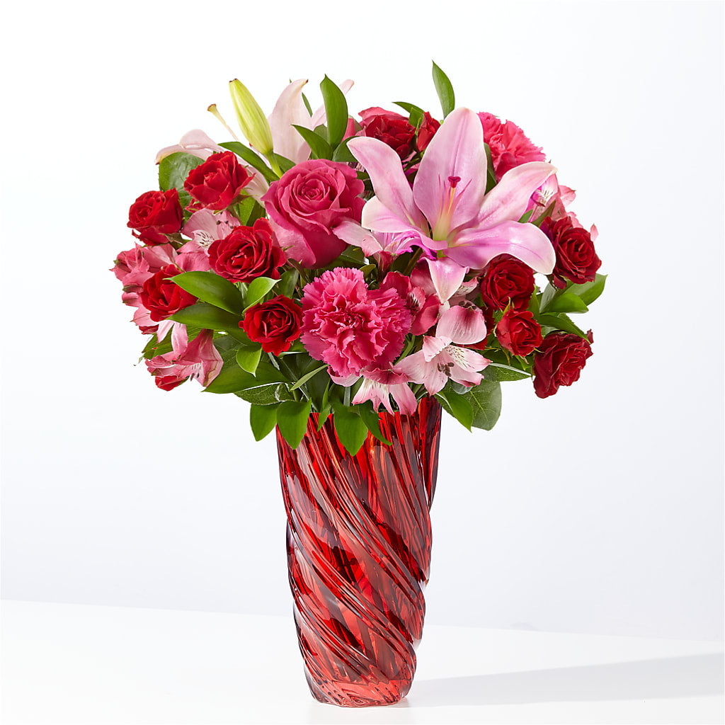 In Love Bouquet with Luxe Swirl Vase – The Blessed Florist, Brandon FL