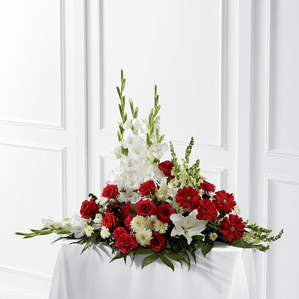 Crimson & White Arrangement – The Blessed Florist, Brandon FL