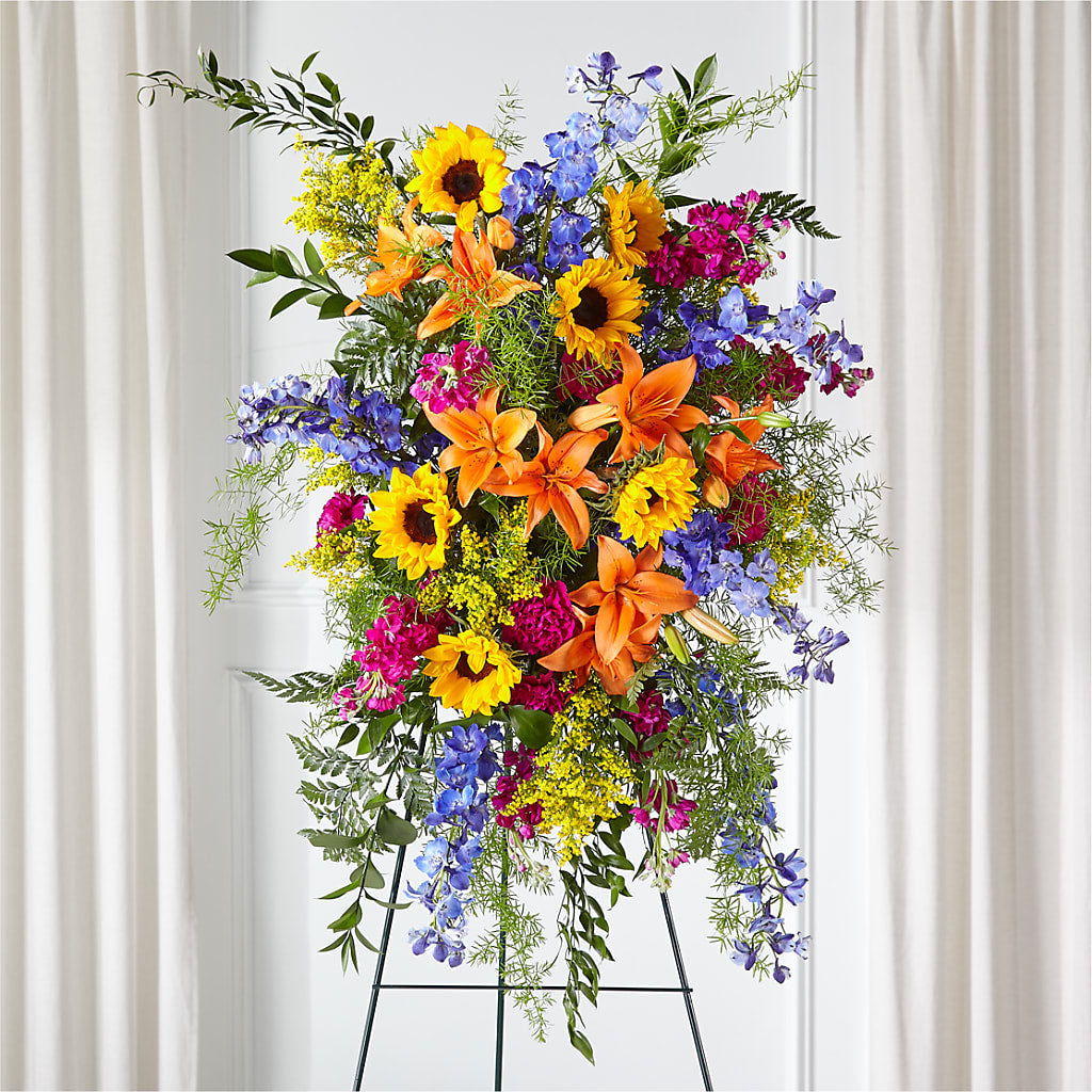 Sunlit Memories Standing Spray (Standard) – The Blessed Florist, Brandon FL