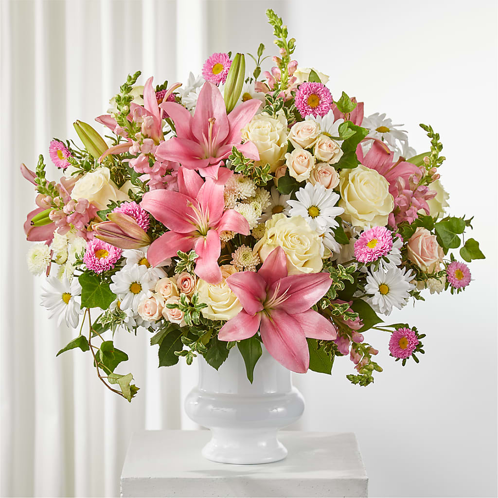 Empathetic Blooms Urn Arrangement – The Blessed Florist, Brandon FL