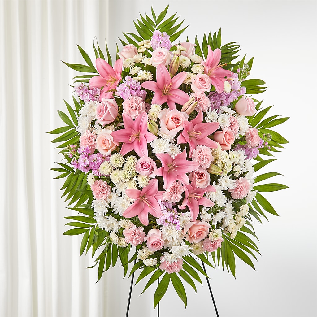 Offering Solace Standing Spray – The Blessed Florist, Brandon FL