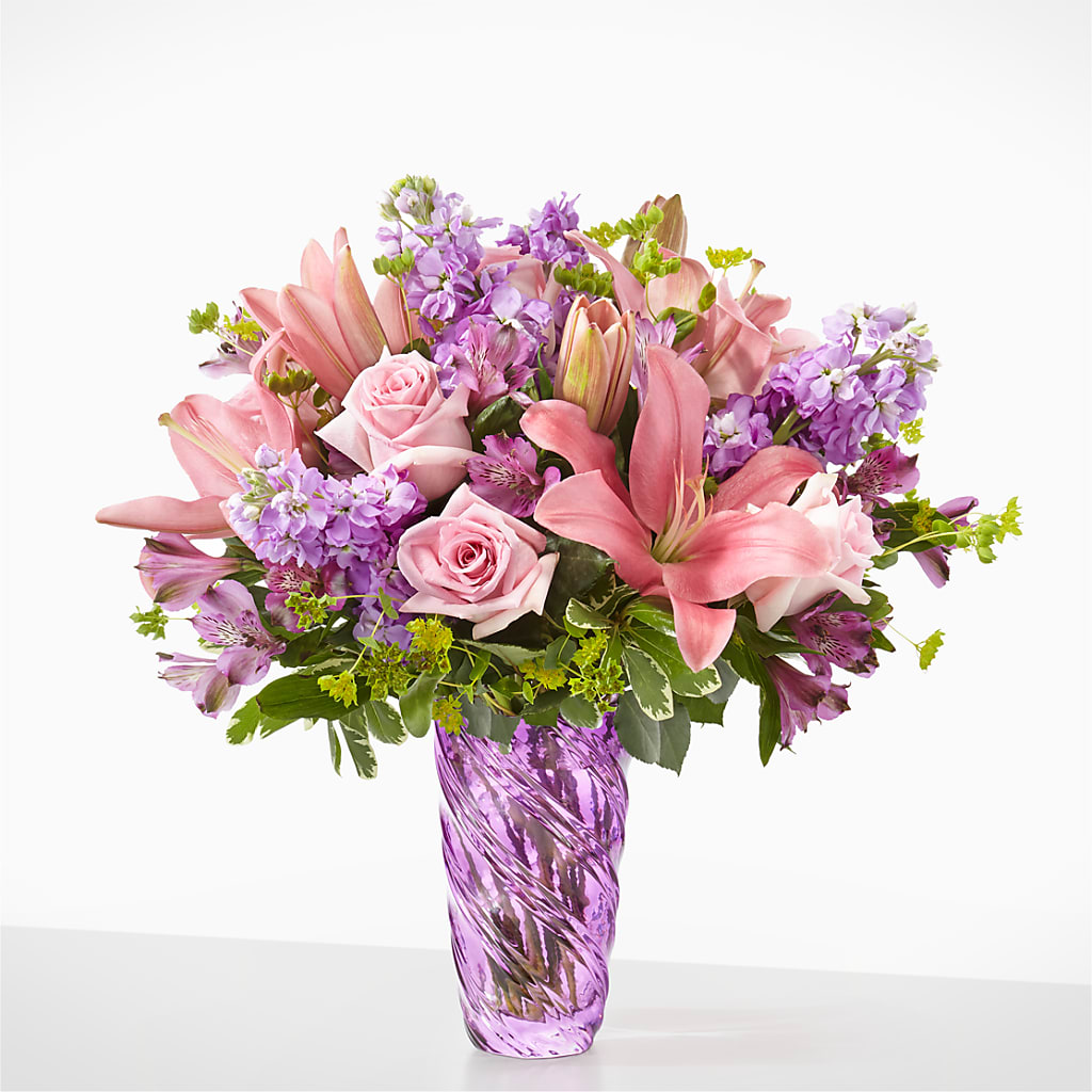 Precious Petals Bouquet with Luxe Swirl Vase – The Blessed Florist, Brandon FL