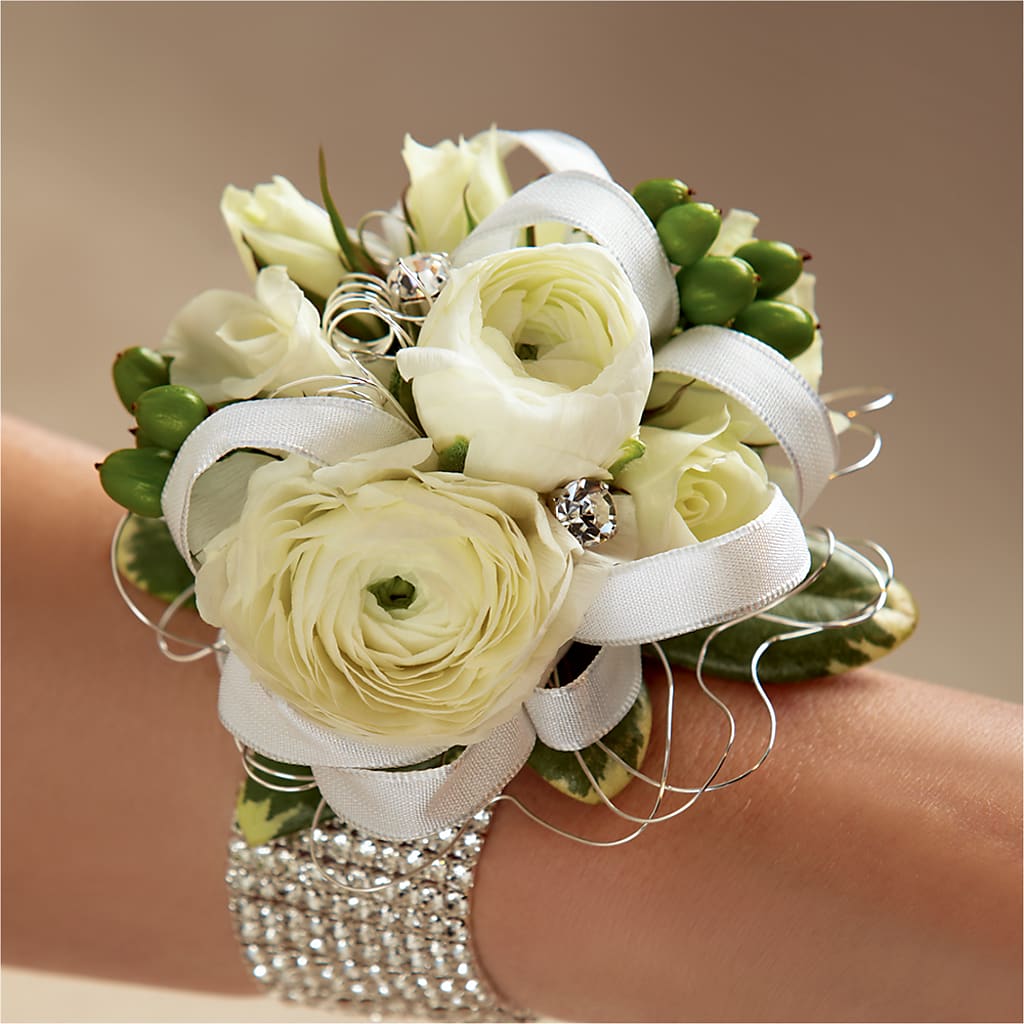 White Wedding Corsage – The Blessed Florist, Brandon FL