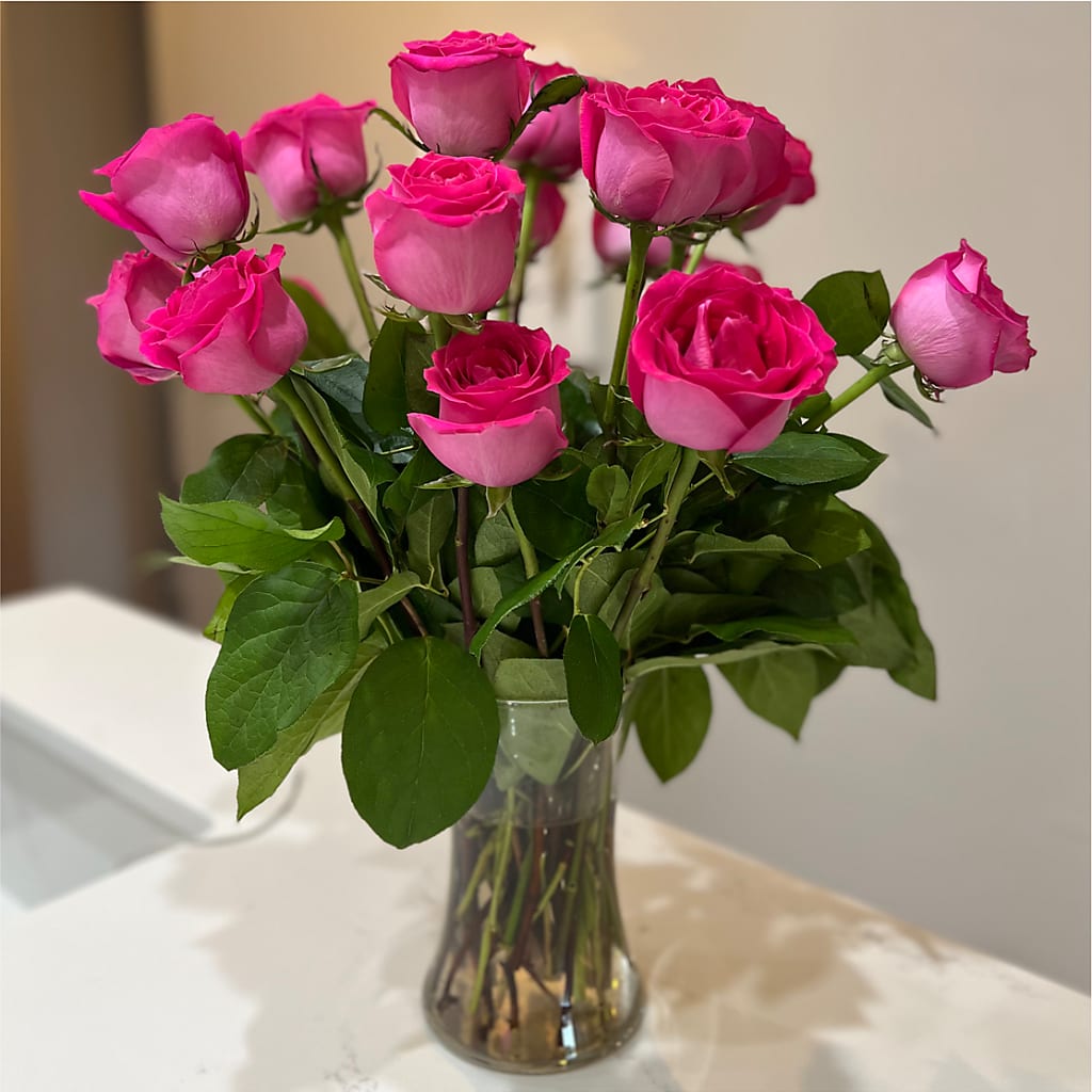 Long Stem Pink Rose Bouquet –  The Blessed Florist, Brandon FL