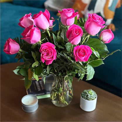 Long Stem Pink Rose Bouquet –  The Blessed Florist, Brandon FL