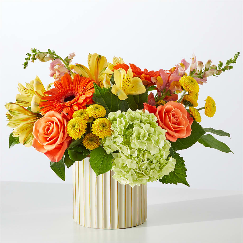 Autumn Sunshine Bouquet with Ivory Vase –  The Blessed Florist, Brandon FL
