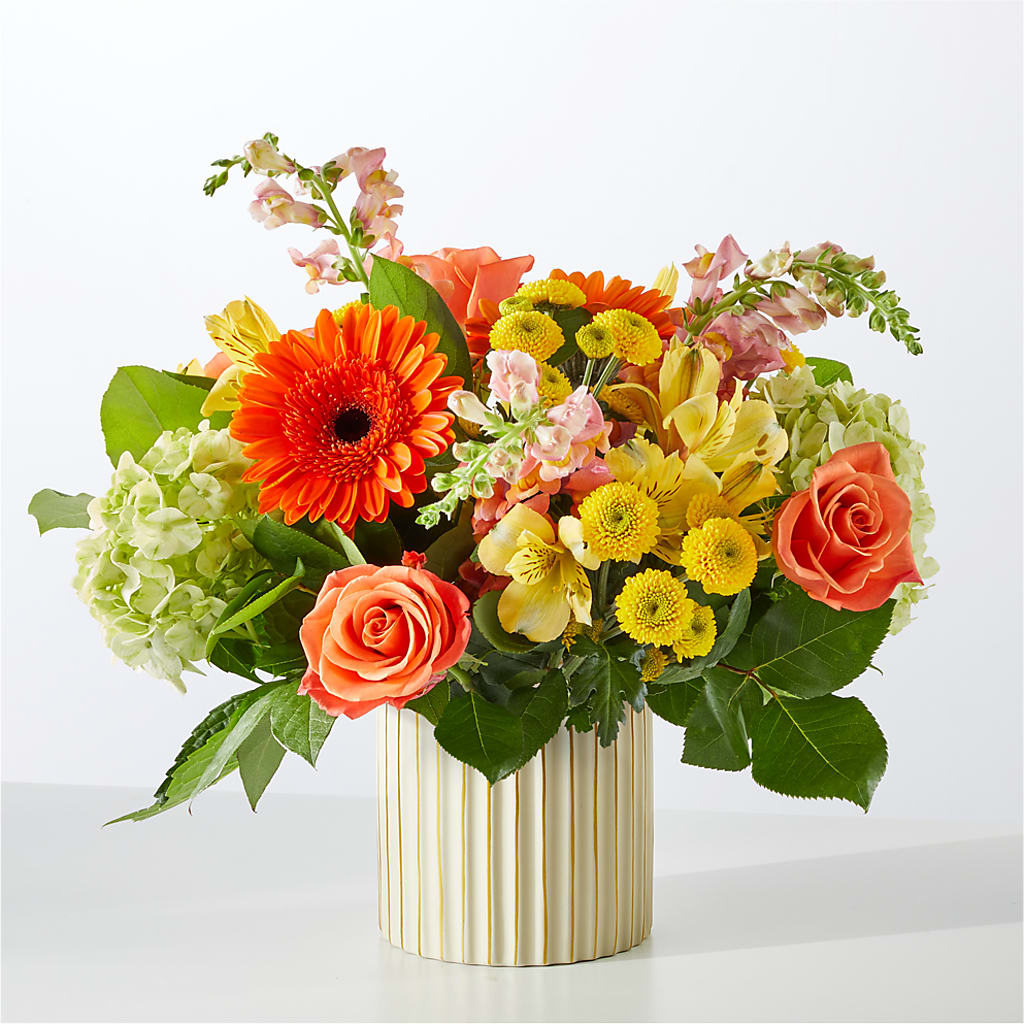 Autumn Sunshine Bouquet with Ivory Vase –  The Blessed Florist, Brandon FL