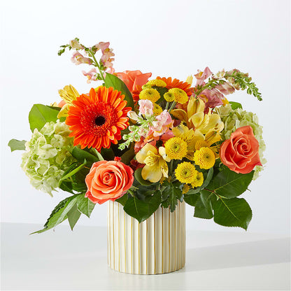 Autumn Sunshine Bouquet with Ivory Vase –  The Blessed Florist, Brandon FL