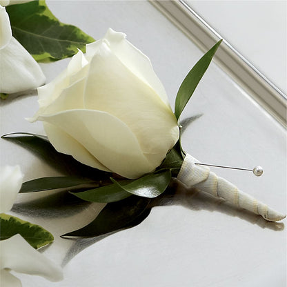 White Rose Boutonniere –  The Blessed Florist, Brandon FL